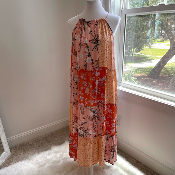 GiGiO Patchwork Floral Boho Flowy Midi Sun Dress - Picture 4 of 13